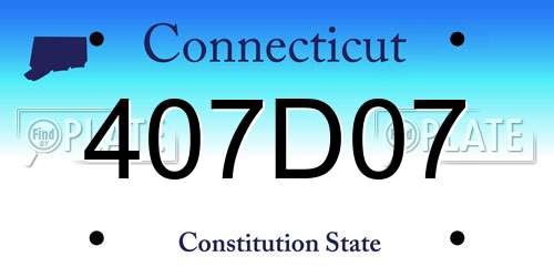 407D07 Connecticut License Plate