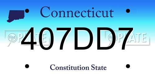 407DD7 Connecticut License Plate