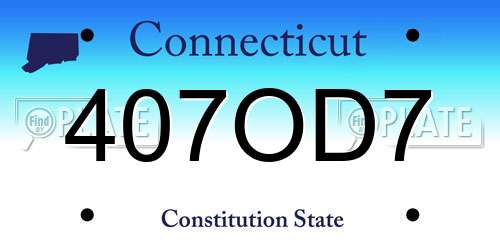 407OD7 Connecticut License Plate