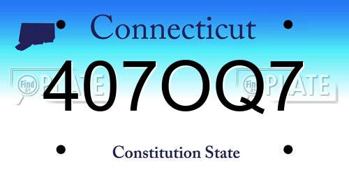 407OQ7 Connecticut License Plate
