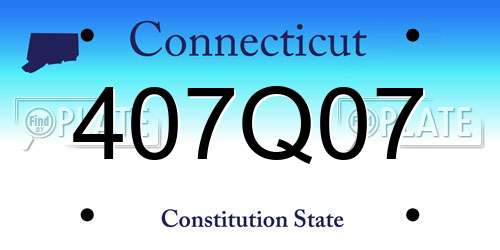 407Q07 Connecticut License Plate