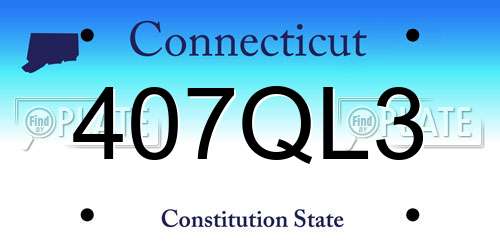 407QL3 Connecticut License Plate