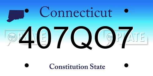 407QO7 Connecticut License Plate