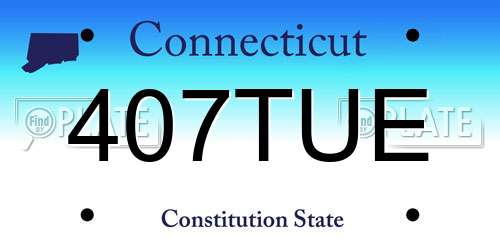 407TUE Connecticut License Plate