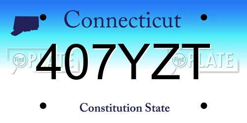407YZT Connecticut License Plate