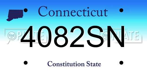 4082SN Connecticut License Plate