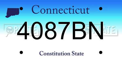 4087BN Connecticut License Plate