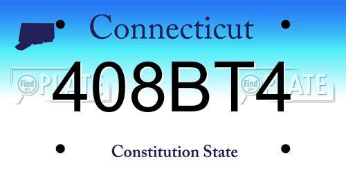 408BT4 Connecticut License Plate