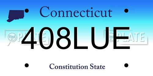 408LUE Connecticut License Plate