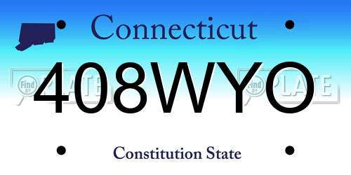 408WYO Connecticut License Plate