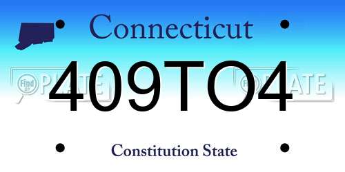 409TO4 Connecticut License Plate