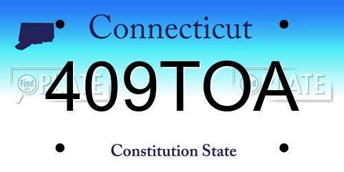 409TOA Connecticut License Plate