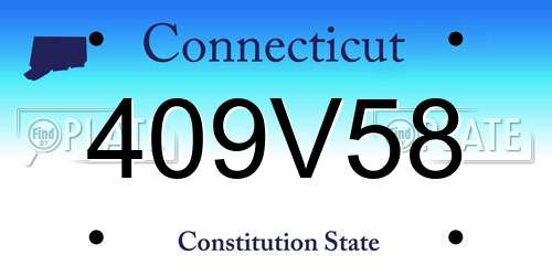 409V58 Connecticut License Plate