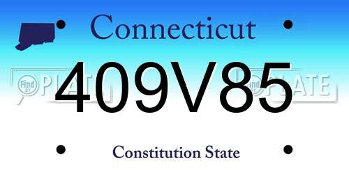 409V85 Connecticut License Plate