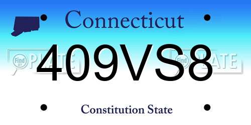 409VS8 Connecticut License Plate