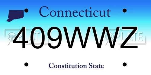 409WWZ Connecticut License Plate