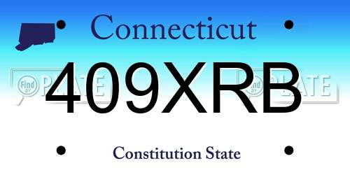 409XRB Connecticut License Plate