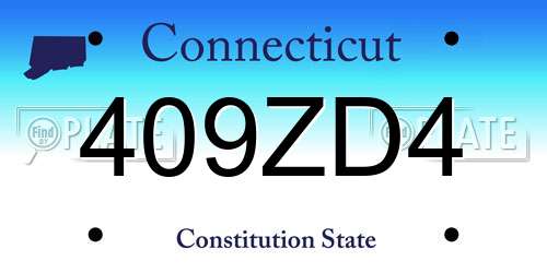 409ZD4 Connecticut License Plate