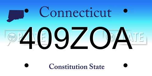409ZOA Connecticut License Plate
