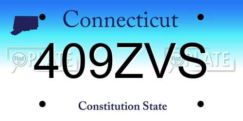 409ZVS Connecticut License Plate