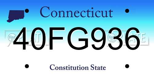 40FG936 Connecticut License Plate