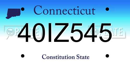 40IZ545 Connecticut License Plate