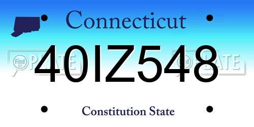 40IZ548 Connecticut License Plate