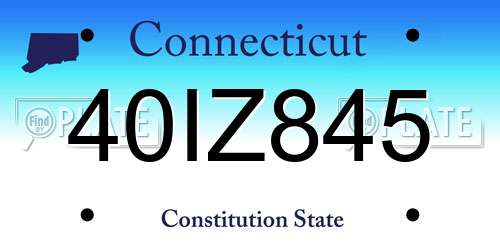 40IZ845 Connecticut License Plate