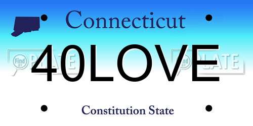 40LOVE Connecticut License Plate