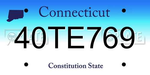 40TE769 Connecticut License Plate