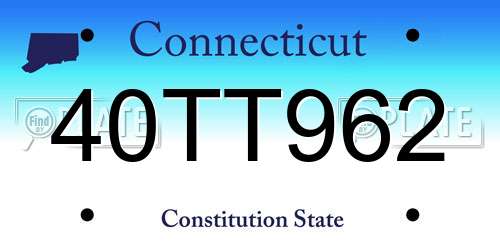40TT962 Connecticut License Plate