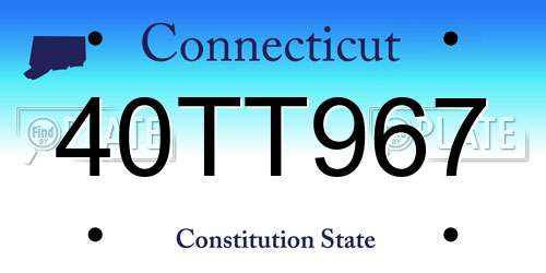 40TT967 Connecticut License Plate