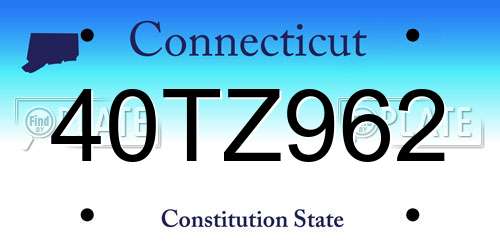 40TZ962 Connecticut License Plate