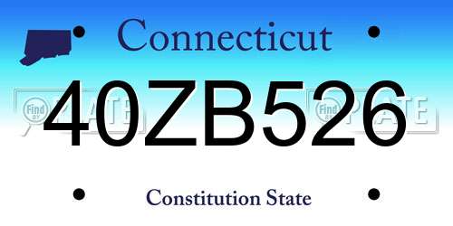 40ZB526 Connecticut License Plate