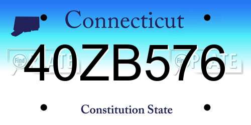 40ZB576 Connecticut License Plate