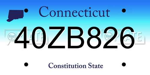 40ZB826 Connecticut License Plate
