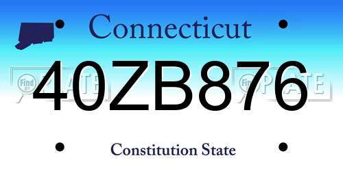 40ZB876 Connecticut License Plate
