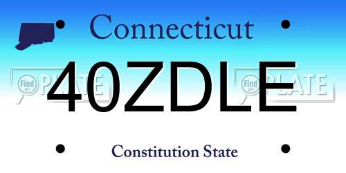 40ZDLE Connecticut License Plate