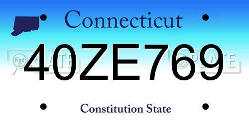 40ZE769 Connecticut License Plate