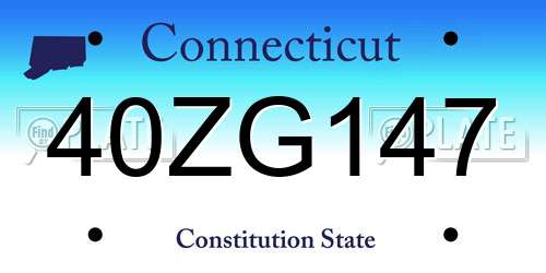 40ZG147 Connecticut License Plate