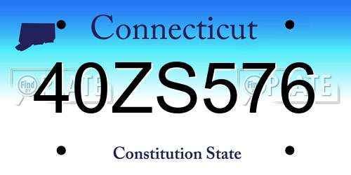 40ZS576 Connecticut License Plate