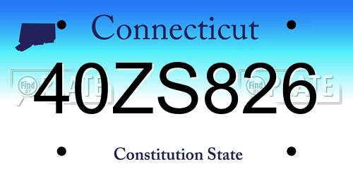 40ZS826 Connecticut License Plate
