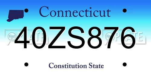 40ZS876 Connecticut License Plate
