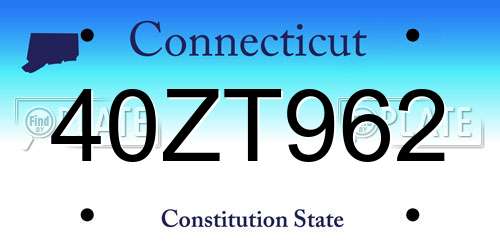 40ZT962 Connecticut License Plate