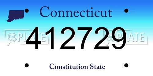 412729 Connecticut License Plate