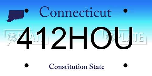 412HOU Connecticut License Plate