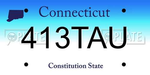413TAU Connecticut License Plate