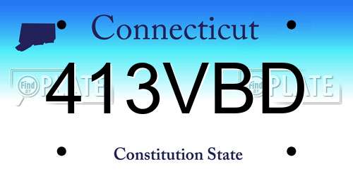 413VBD Connecticut License Plate
