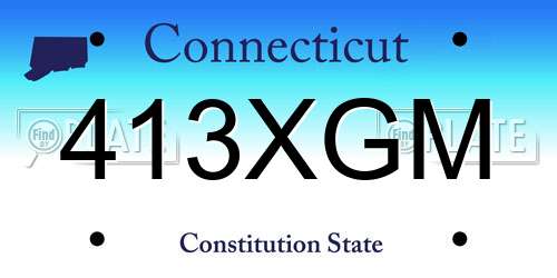 413XGM Connecticut License Plate