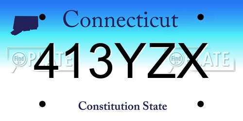 413YZX Connecticut License Plate